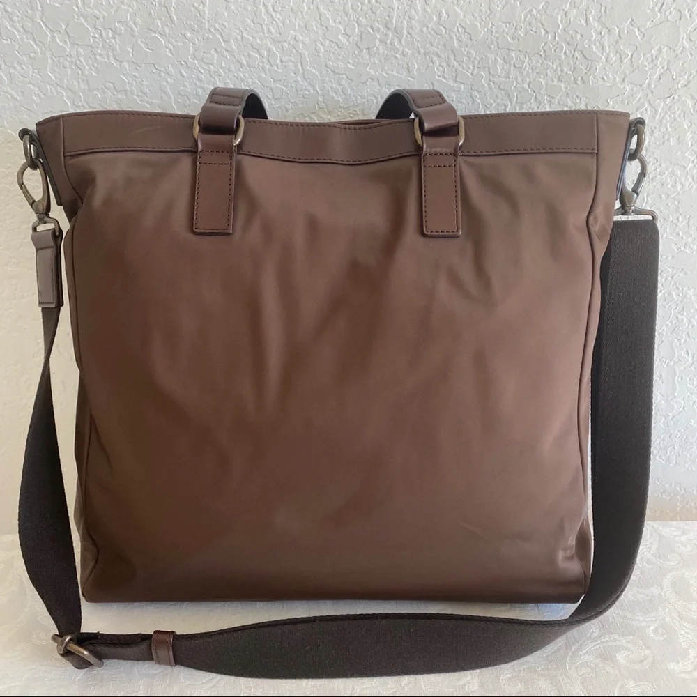Burberry brown front pocket nylon tote bag